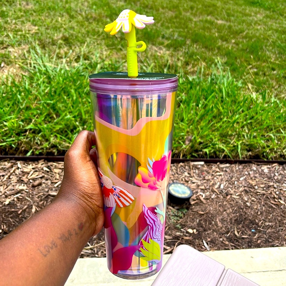 Starbucks Summer flower straw topper cup 24oz